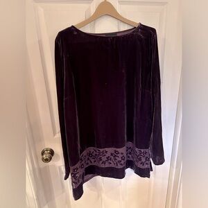 Plum colored, 2 piece, long, rayon/poly velvet dress. XL